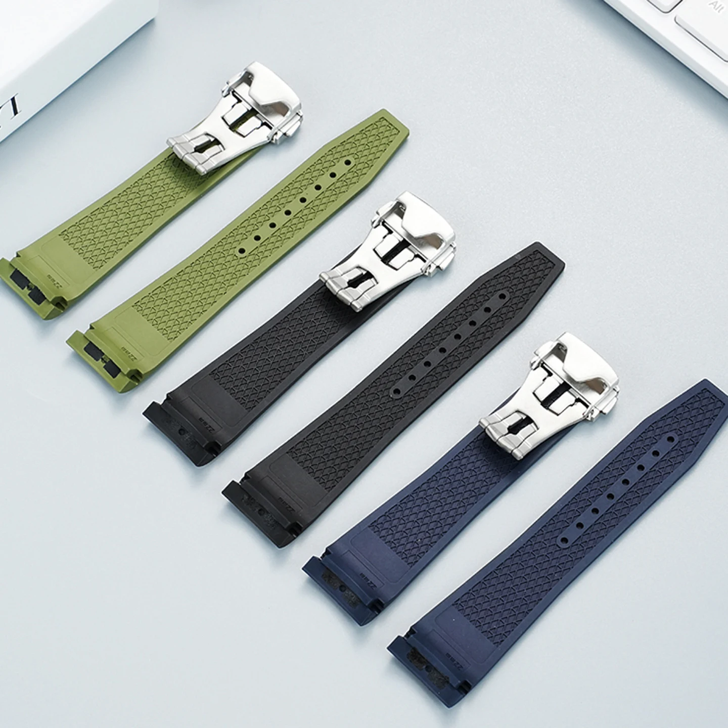 For Longines HydroConquest GMT Watch Band FKM Rubber Strap Replacement for L3.890.4 L3.790.4 L3.830 view 5