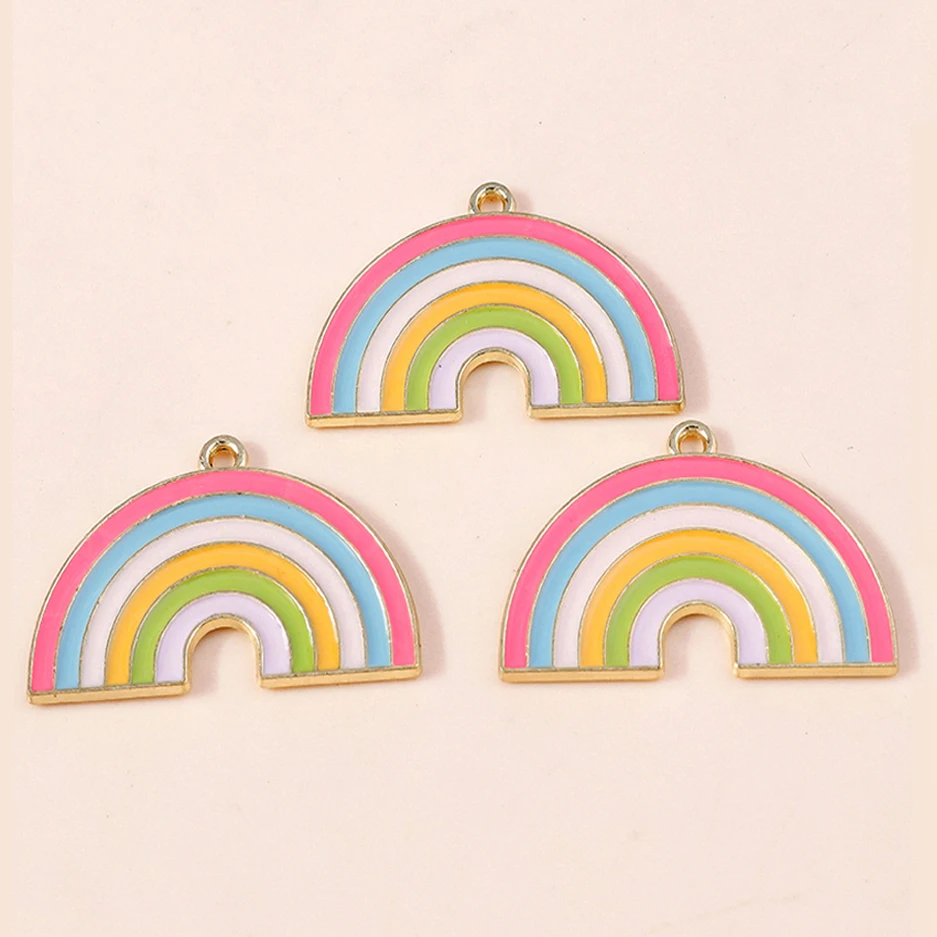 Leslie 10 Stück/Set Emaille-Mond-Stern-Regenbogen-Anhänger für Niedliche Ohrringe, Armbänder, Halsketten, Anhänger, DIY-Schmuckherstellungszubehör – Detail 6