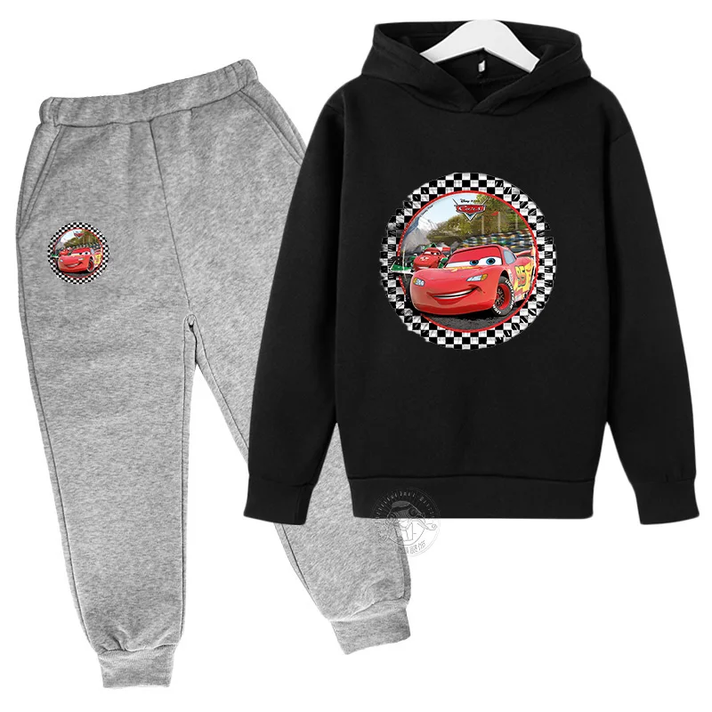 Lightning McQueen Autumn/Winter Creative Printed Children's Set 3-12-year-old Boys and Girls Hoodies+Pants Street Sports Set