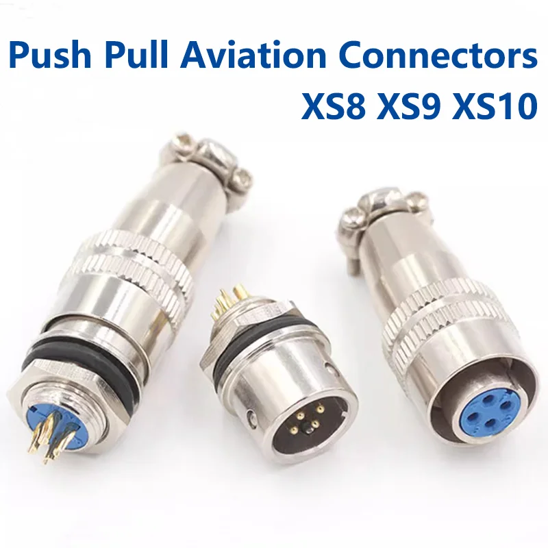 5/20PCS XS8 XS9 XS10 XS12 Aviation connector push-pull quick connector 2 3 4 5 6 7PIN Gold plated contact Male and Female plug