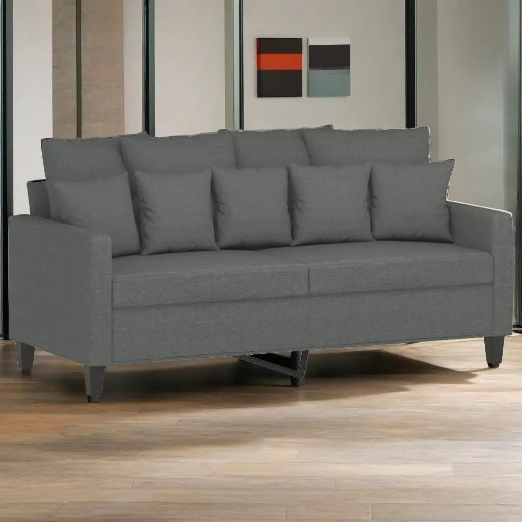 Dark Gray Fabric 2-Piece Sofa Set with Cushions - Stylish Home Living Room Furniture