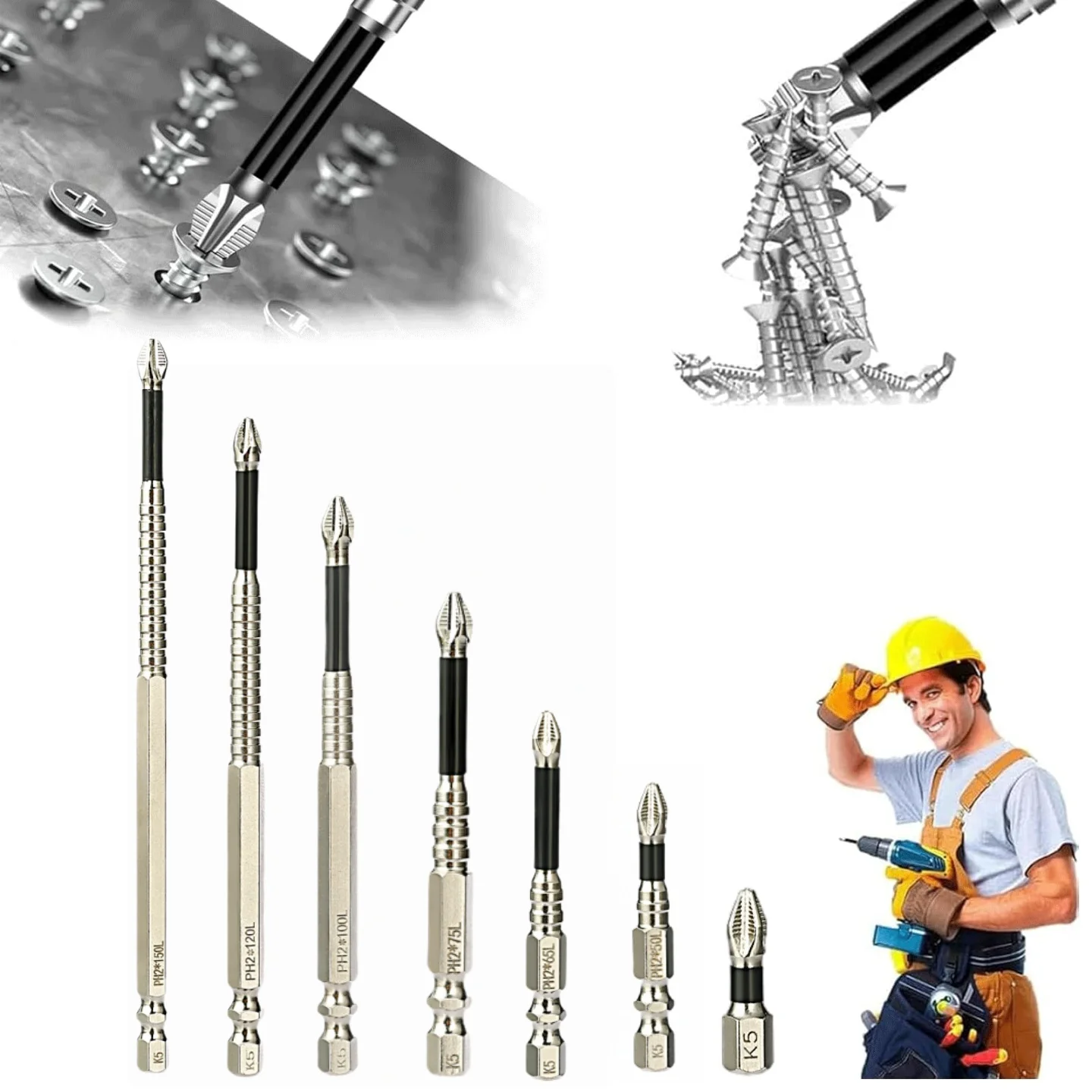 High Magnetic Screwdriver Drill Bit Set K5 Impact Resistant Anti-Slip Magnetic Screwdriver Bit 25 50 65 75 100 120 150mm