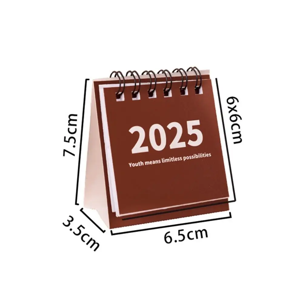 Мини-настольный календарь на 2024-2025, стоящий флип-календарь из плотной бумаги, ежедневный календарь для заметок, портативный двойной проводной переплет