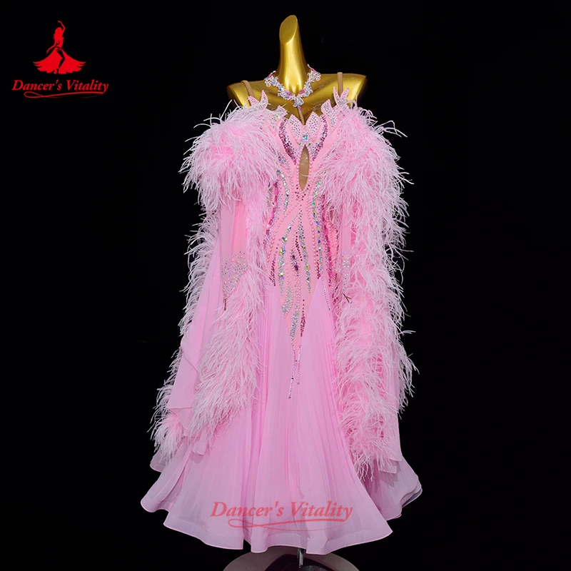 Modern Dance Costumes Women Customized Ballroom Dancing Waltz Tango Competition Dress Girl's Dance Hall Performance Clothing