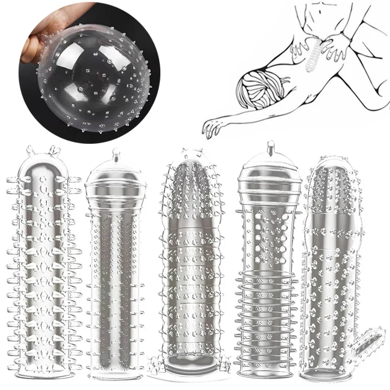 Coperture del pene riutilizzabili Extender giocattolo del sesso per gli uomini ritardare l\'eiaculazione preservativi dildo Finger Crystal Dick