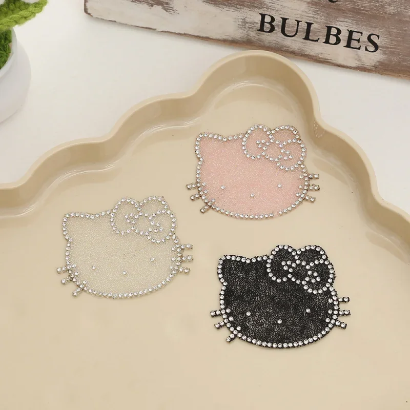 

5PCS Hello Kitty Stickers Rhinestone Hot Stamping Fashionable Shoe Hat Decoration Handmade DIY Accessories Patches Wholesele