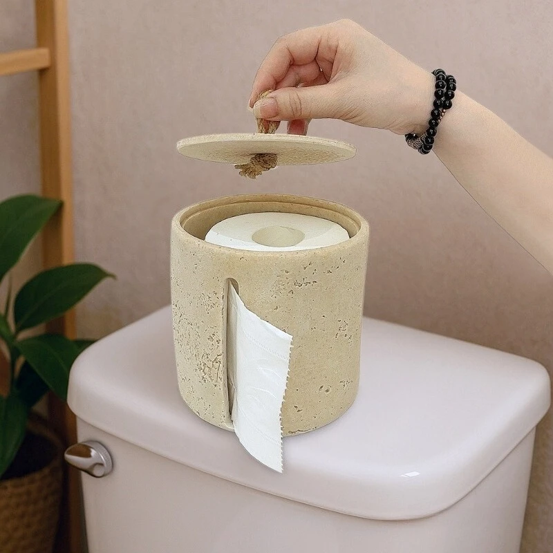 Luxury Roll Toilet Paper Case Aesthetic Elegant Wipes Tissue Box Unique Simple Tissue Case Kitchen Bathroom Tissues Organizer view 3