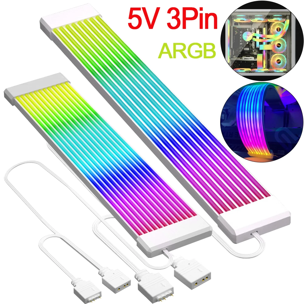 5V 3Pin ARGB LED Light Strip 8/24PIN Motheboard Extension Cord Wire Aura Sync Flexible LED Strip Light DIY Kit for Computer Case