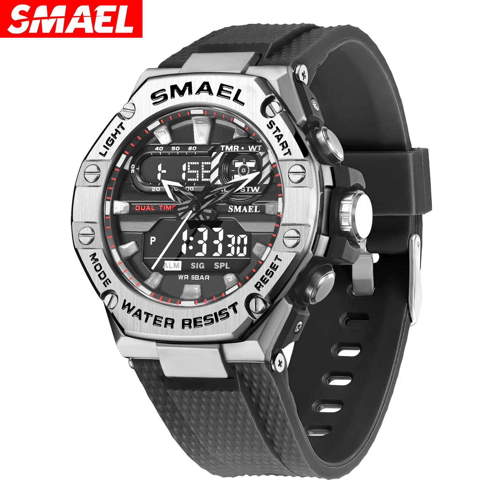 Smael digital alloy electronic watch - casual sports waterproof luminous multifunctional quartz watch