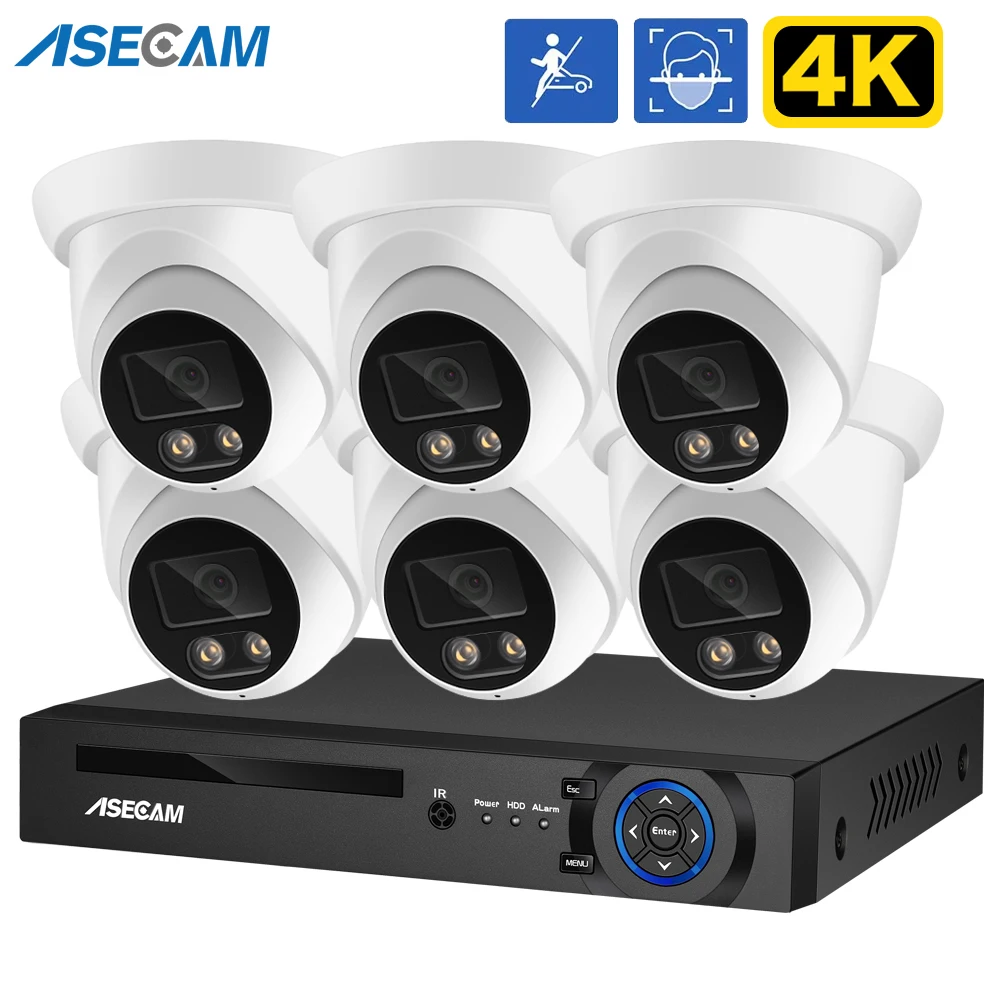 מצלמת אבטחה 4K זיהוי פנים מערכת אודיו CCTV NVR POE 8MP מצלמת AI IP חיצונית צבע לילה ביתית מערכת צילום וידאו Xmeye