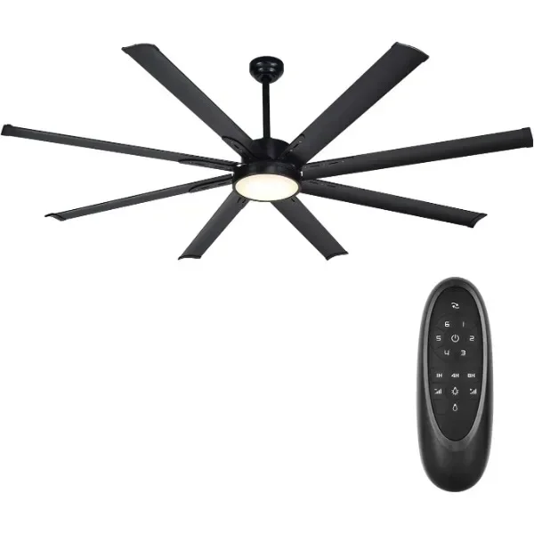 72 Inch Industrial DC Motor Ceiling Fan with LED Light, ETL Listed Damp Rated Indoor or Covered Outdoor Ceiling Fans