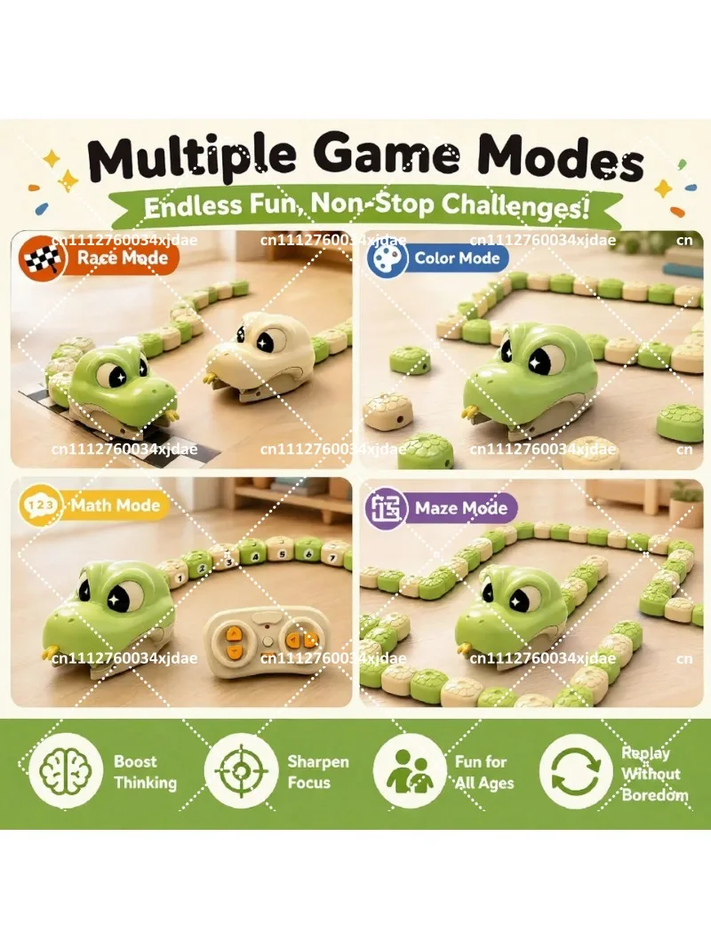 Magnetic Snake Remote Control Car Toy Animal Greedy Bean Devouring Car Interactive Educational Birthday Gift