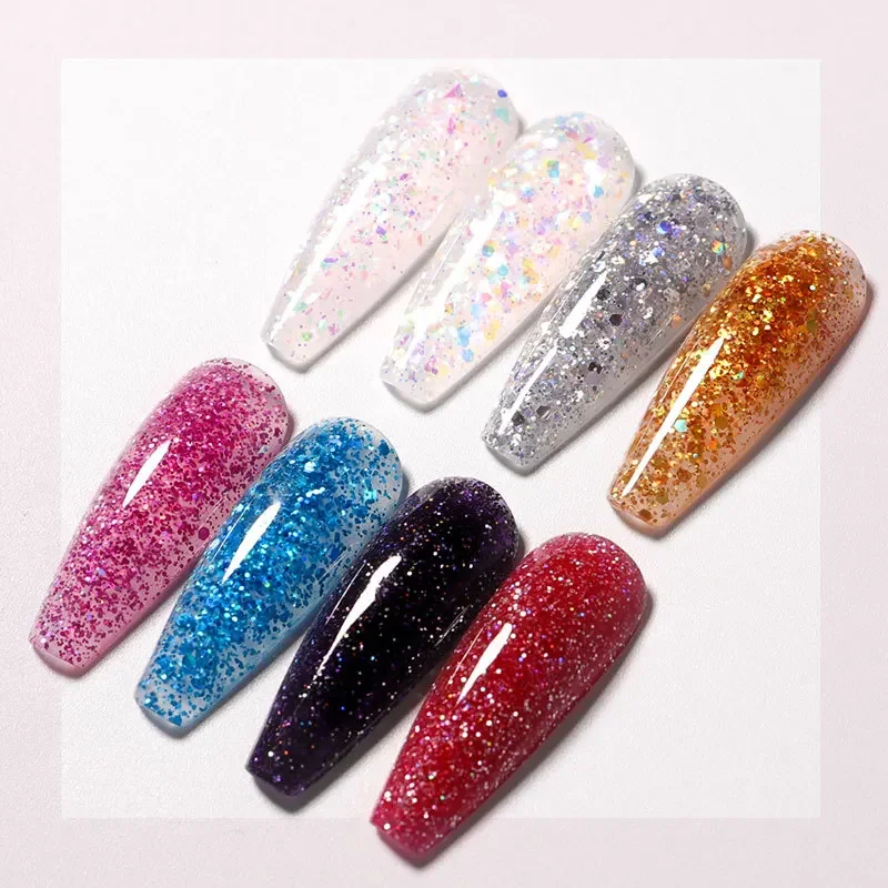 15ml Poly Nail Gel Full Set for Extension Glitter Solid Color Gel Polish Kit Acrylic Nail Art Design Gel Extension Nail Art 네일