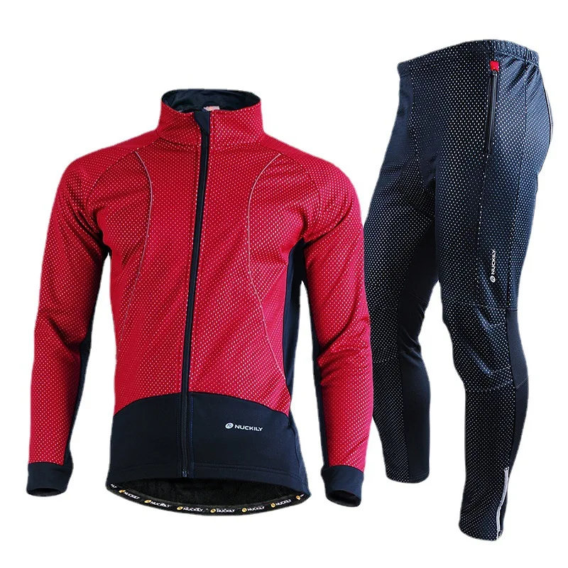 Winter Outdoor Sports Cycling Products Wholesale Motorcycle Thick Fleece Warm Cycling Suit Men Motocross Jersey and Pants