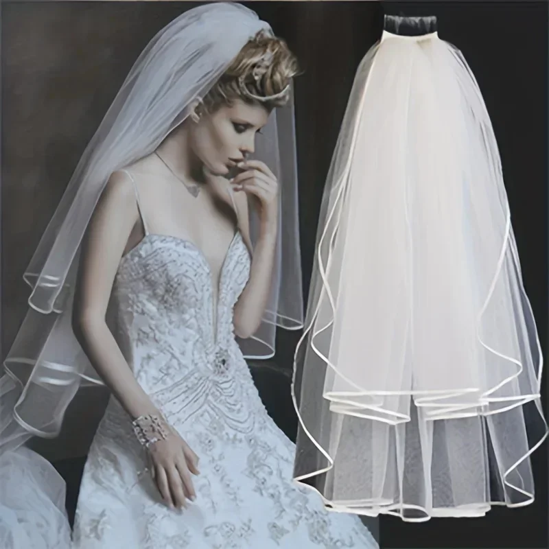 Cute White Little Bridal Bride Wedding Veil with Comb