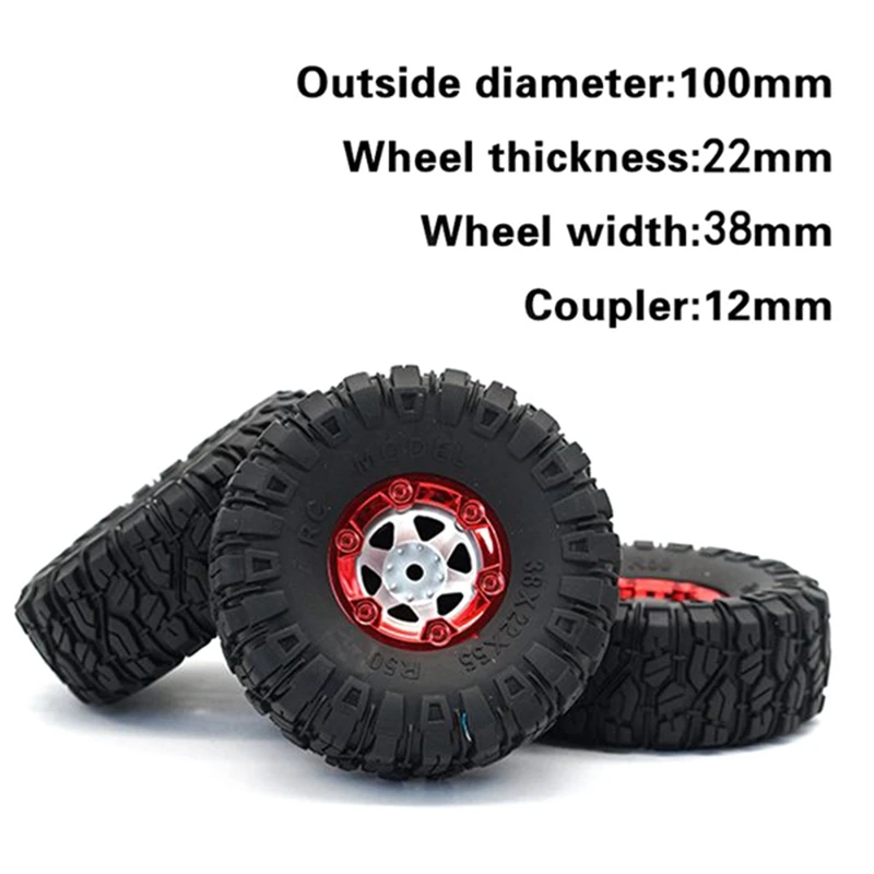 1:12 RC Truck Crawlers 100 mm Gummireifen Reifen mit Radsechskant für Wltoys 12428 12423 FY01 FY02 FY03 Ersatzzubehör