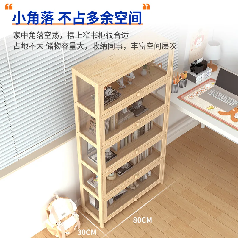 Solid wood floor-to-ceiling bookcase, multi-storey home living room