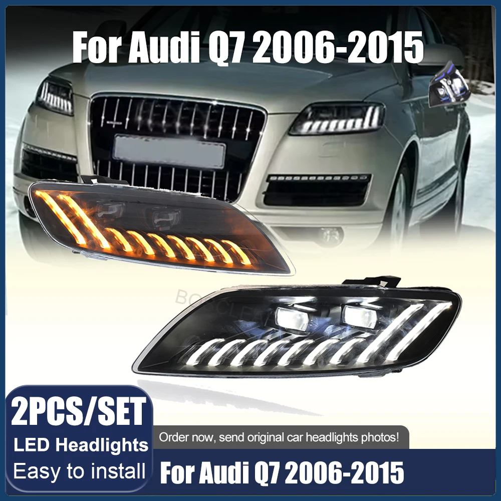 

Car Accessories for Audi Q7 Headlamp 2006-2015 Q7 2pcs Headlights Front Light LED Dynamic Turn Signal LED Low And High Beam Lens