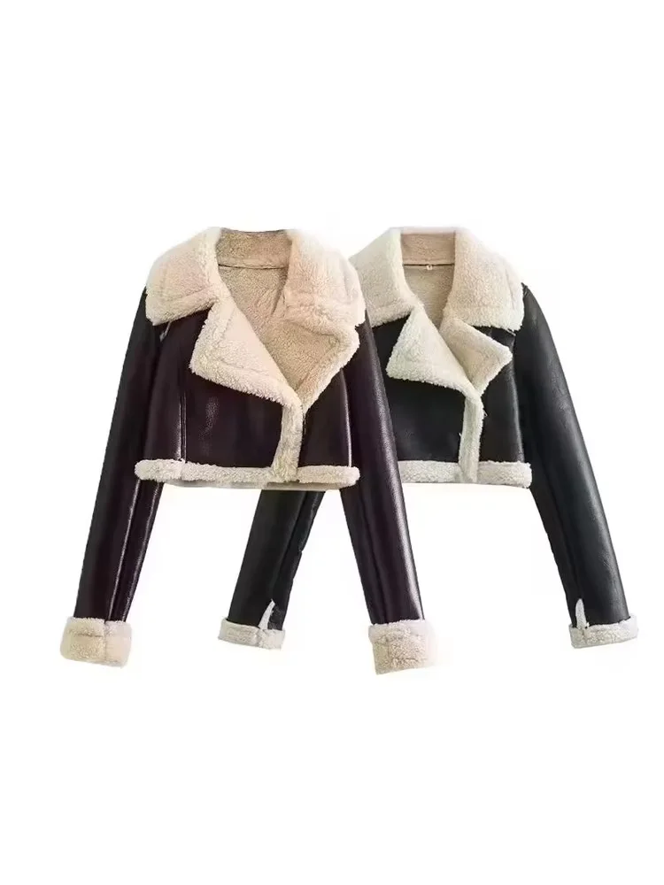HH Cappotto caldo spesso da donna Vintage Solido Cerniera frontale Collo con risvolto Giacche a maniche lunghe Autunno Inverno Donna Capispalla casual
