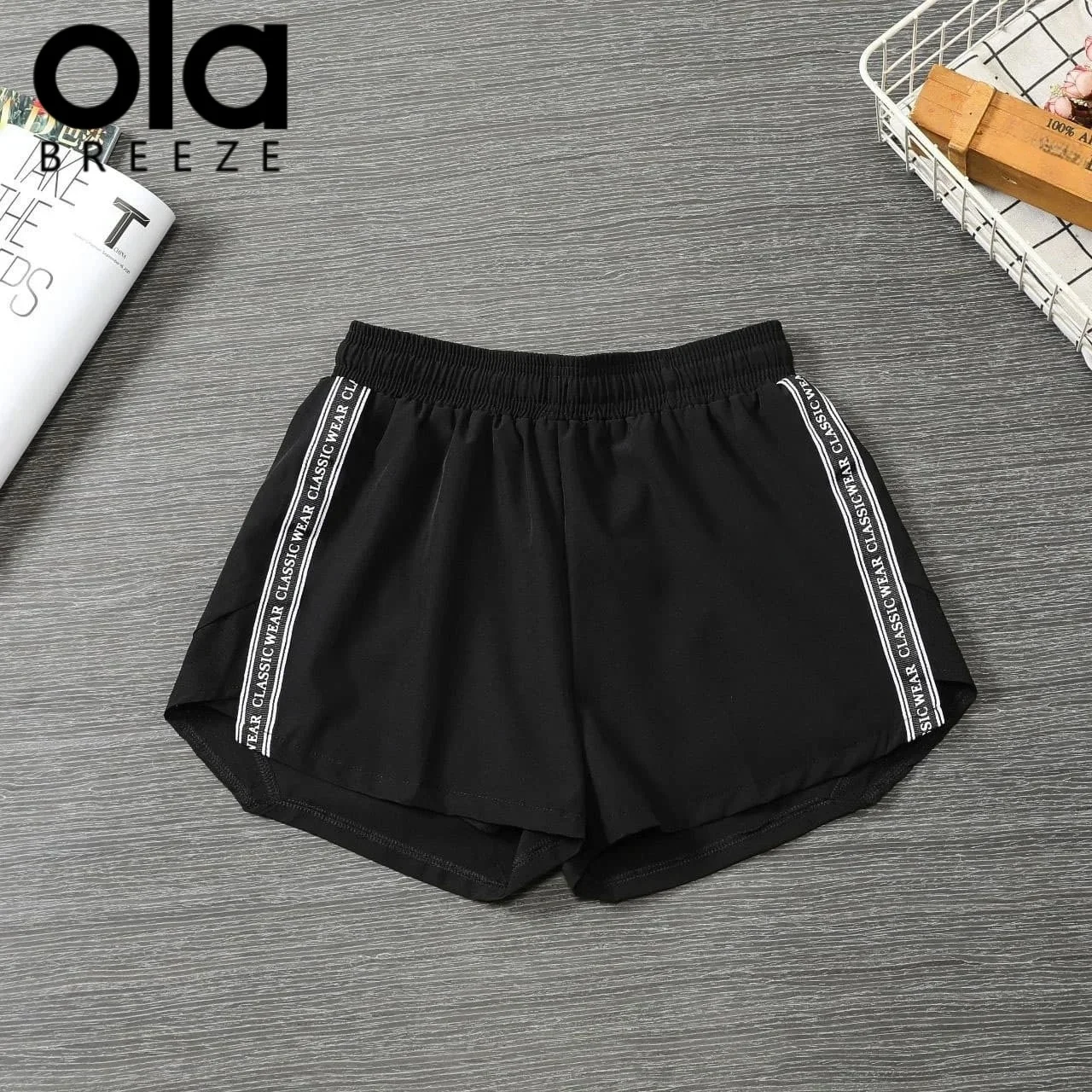 NEW Ola breeze YOGA  Women's mid waistband lined shorts, summer new sports pants, quick drying, breathable, running, anti glare