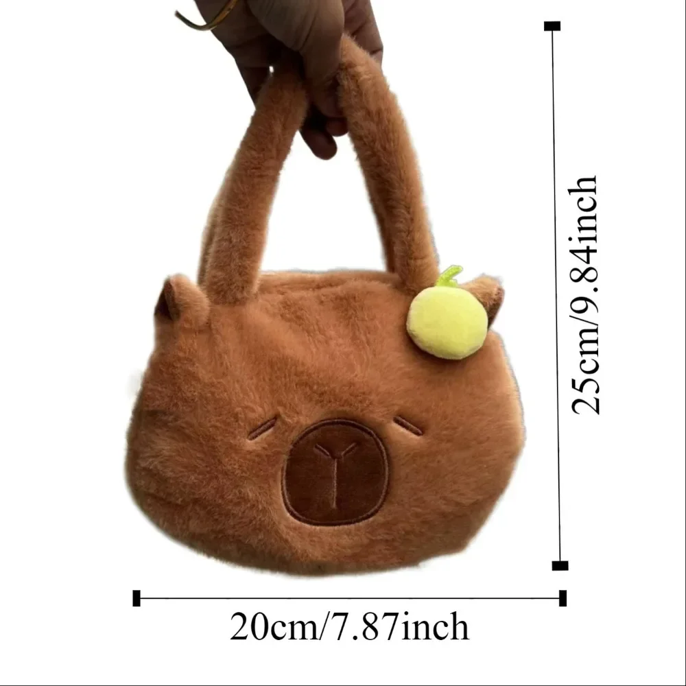 Einkaufstasche Capybara Plüsch Umhängetasche Große Kapazität Cartoon Capybara Plüsch Handtasche Obst Reißverschluss Cartoon Umhängetasche