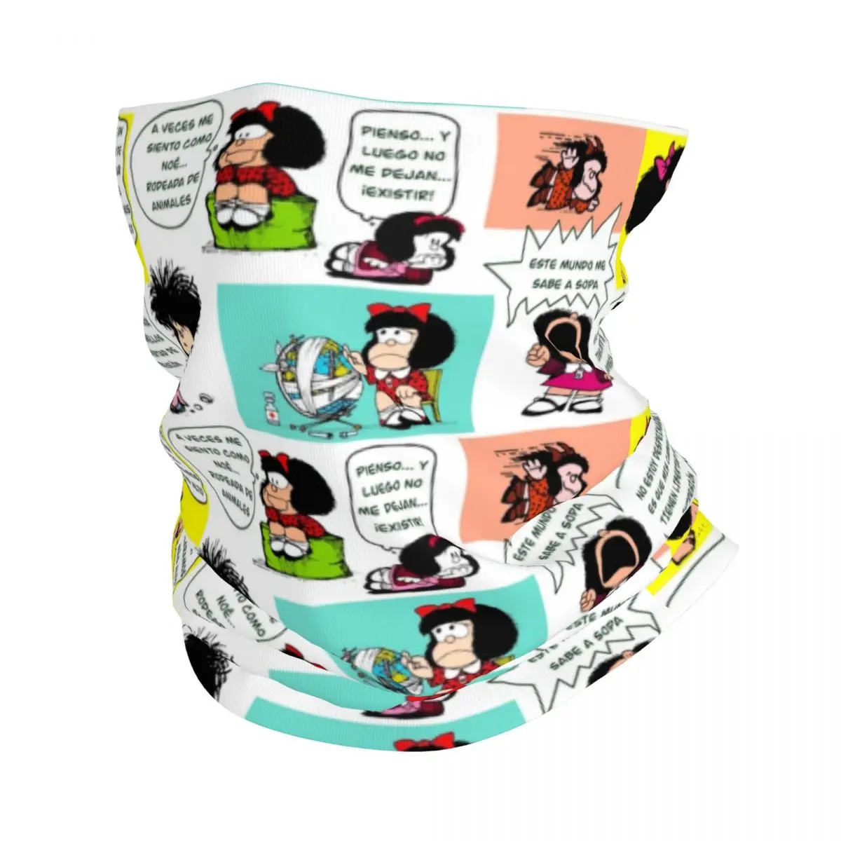 Manga Quino Mafalda Bandana Neck Gaiter for Ski Running Women Men Wrap Scarf Kawaii Cartoon Balaclava Warmer