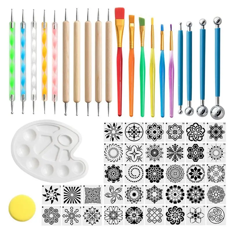 A77K Mandala Dotting Tools Art Supplies Rock Dot Stencils for Painting Tool Set Craft Kits for Nail Mandala Arts Drawing