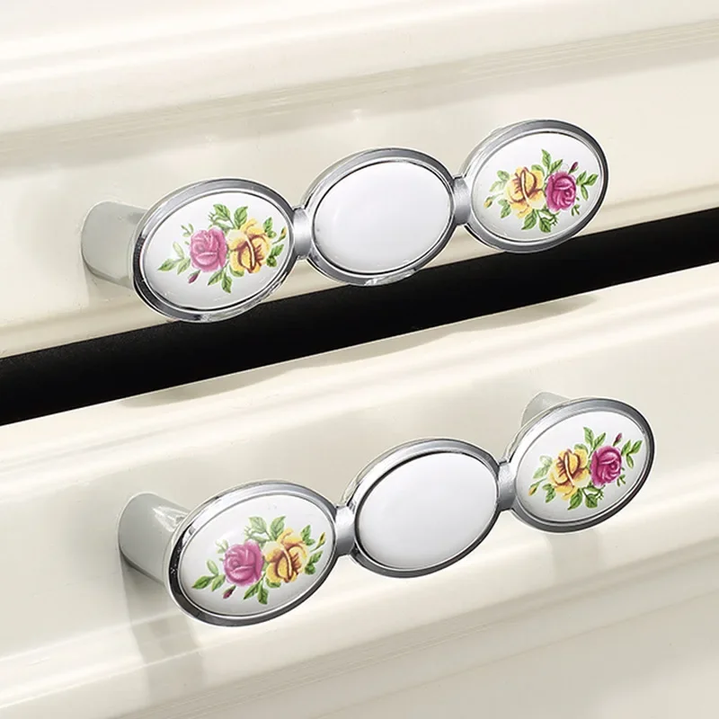 Cabinet Handles Kitchen Door Handles Drawer Knobs Zinc Alloy Wardrobe Door Handles Sliver White Modern Style Hardware