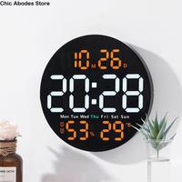 Remote Control 10 Inch LED Wall Clock Temperature/ Humidity Display Large Screen Hanging Digital Clock Timing Countdown