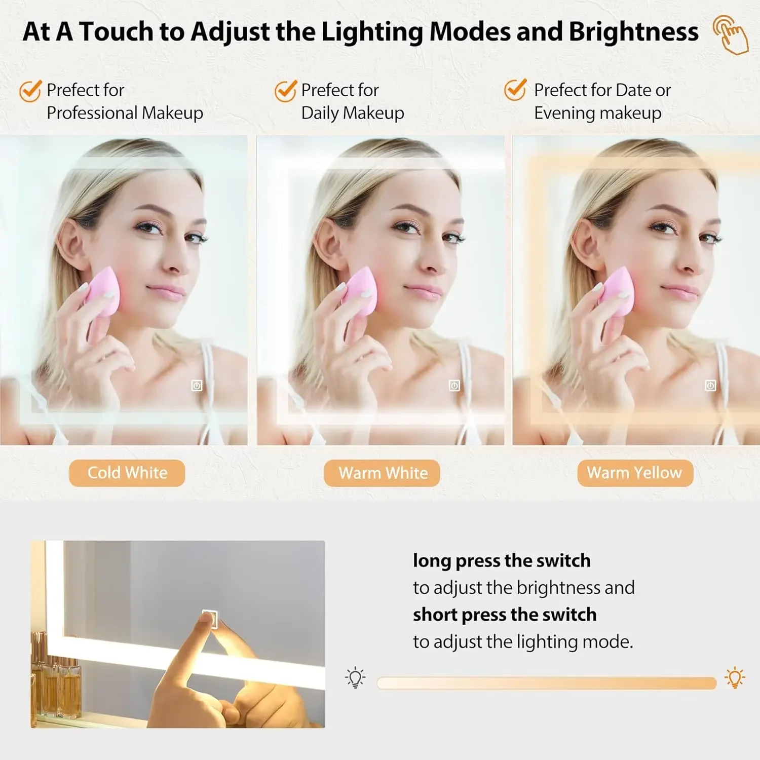 [سعر مخفض! ] طاولة مكتب فانيتي مع مرآة مضاءة 39.4 بوصة مكياج للفتيات مع مخرج طاقة 3 ألوان إضاءة قابلة للتعديل