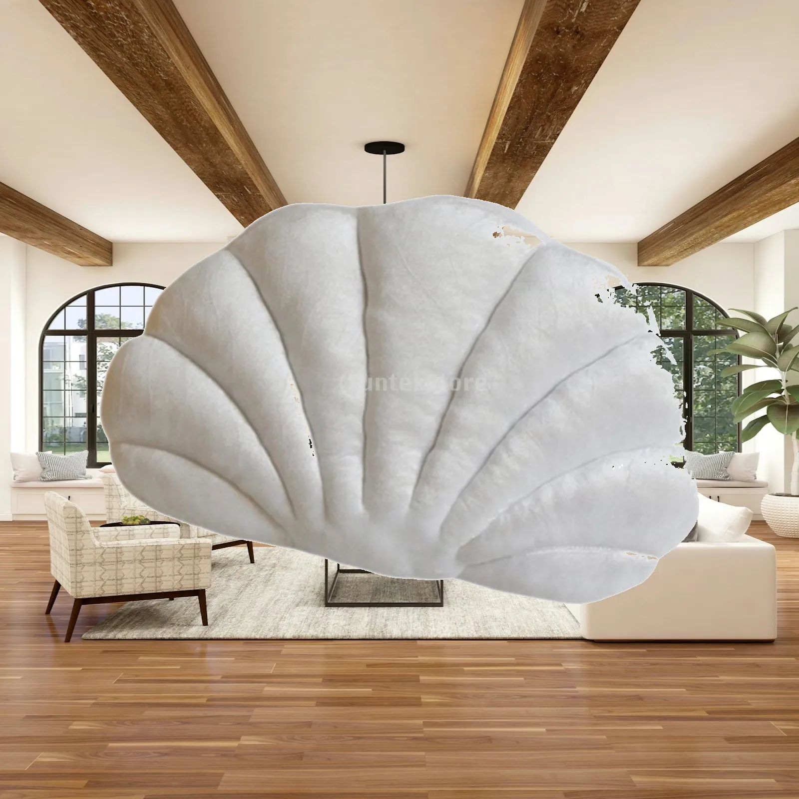 Soft Velvet Seashell Throw Pillow Chair Cushion 40x25cm Multipurpose Ocean Themed for Sofa Bed Couch Decorative