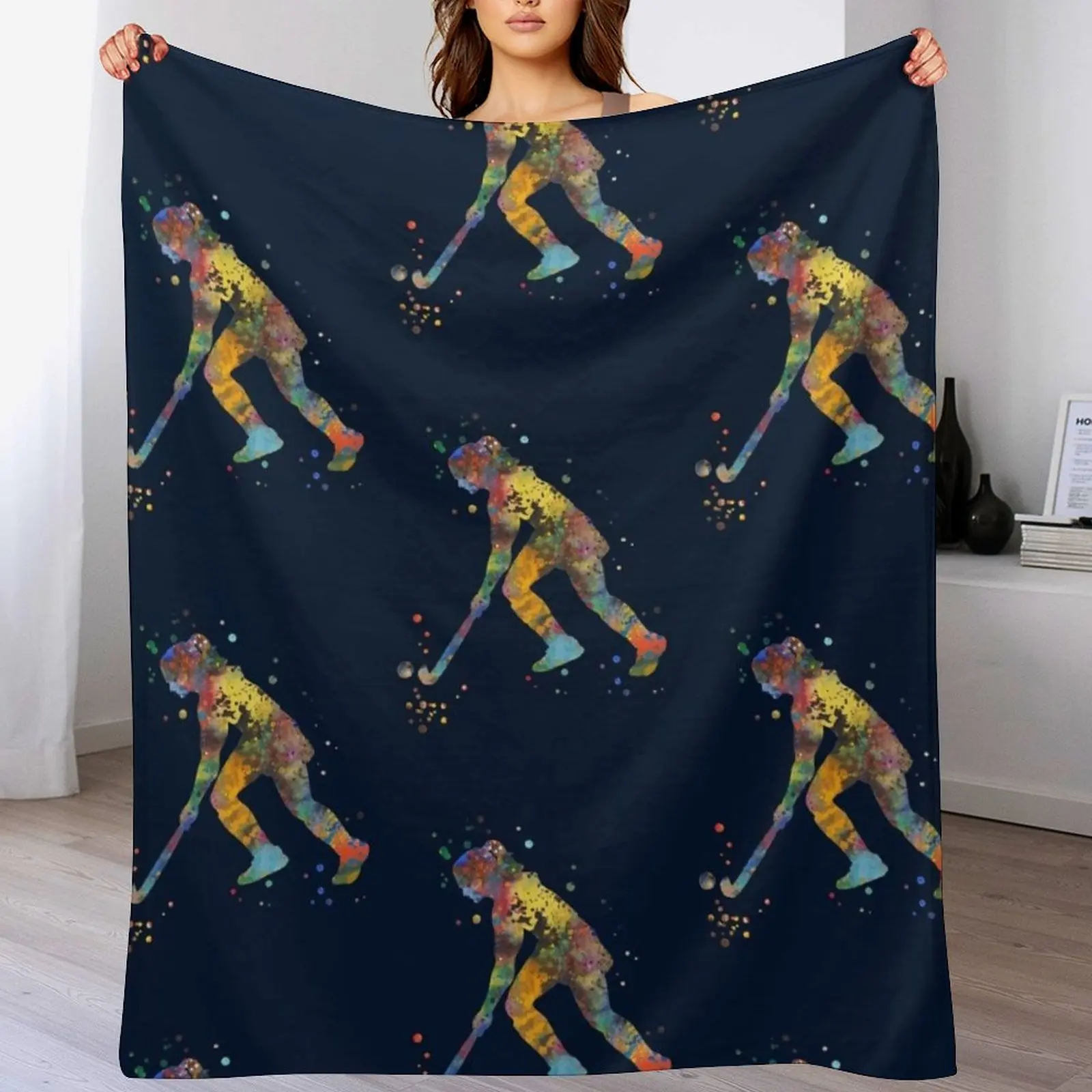 

Field hockey girl Throw Blanket Heavy Vintage warm for winter christmas gifts Blankets
