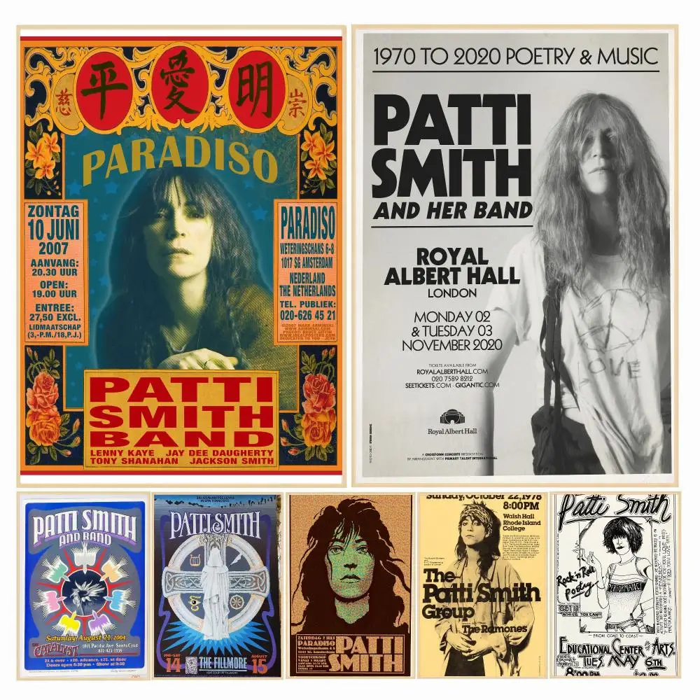band P-Patti Smith Group-P Poster Decorative Wall Art Sticker for Cafe Office Bedroom and Living Room