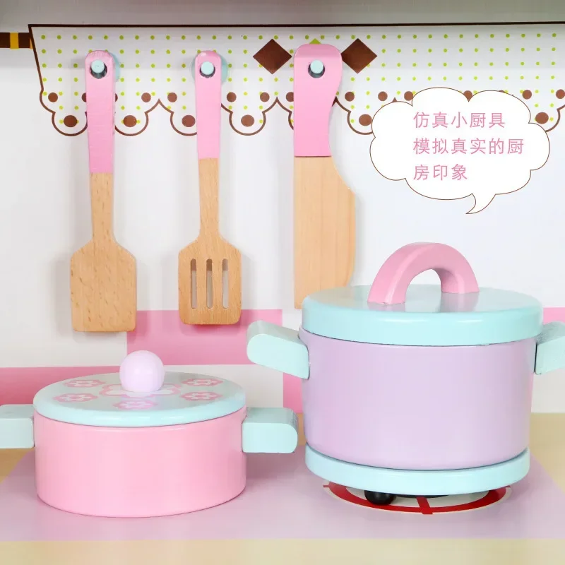 100cm Large kids kitchen set simulation refrigerator kitchen kit early education play house wooden kitchen toy gift girls toys