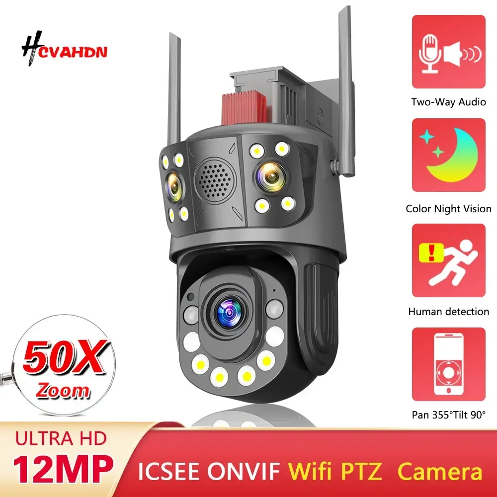 

ICess 50X Optical Zoom 6K 12MP WiFi Security IP Camera 2-Way Audio Waterproof Remote Access PTZ Outdoor CCTV Surveillance Camera