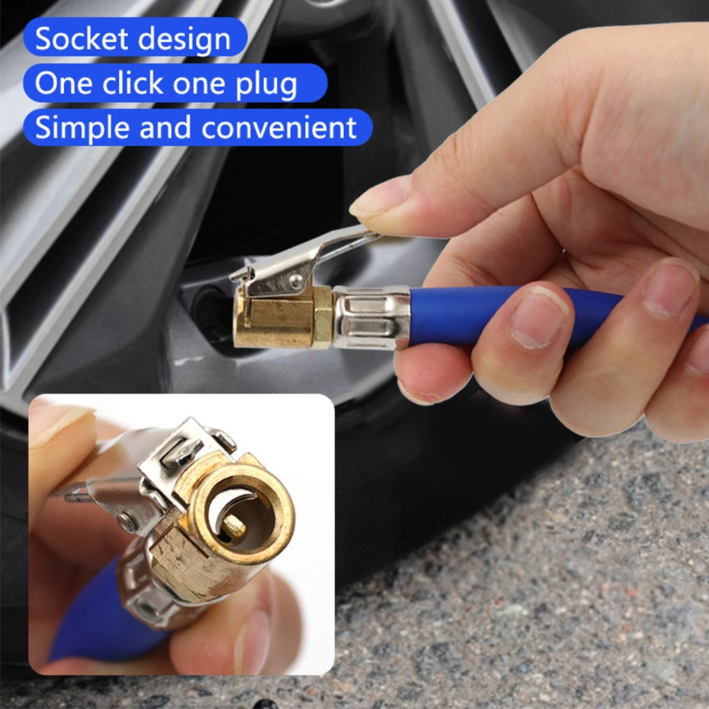 Car Tire Air Inflator Hose Inflatable Pump Extension Tube Adapter Twist Tyre Air Connection Locking Air Chuck Bike Motorcycle