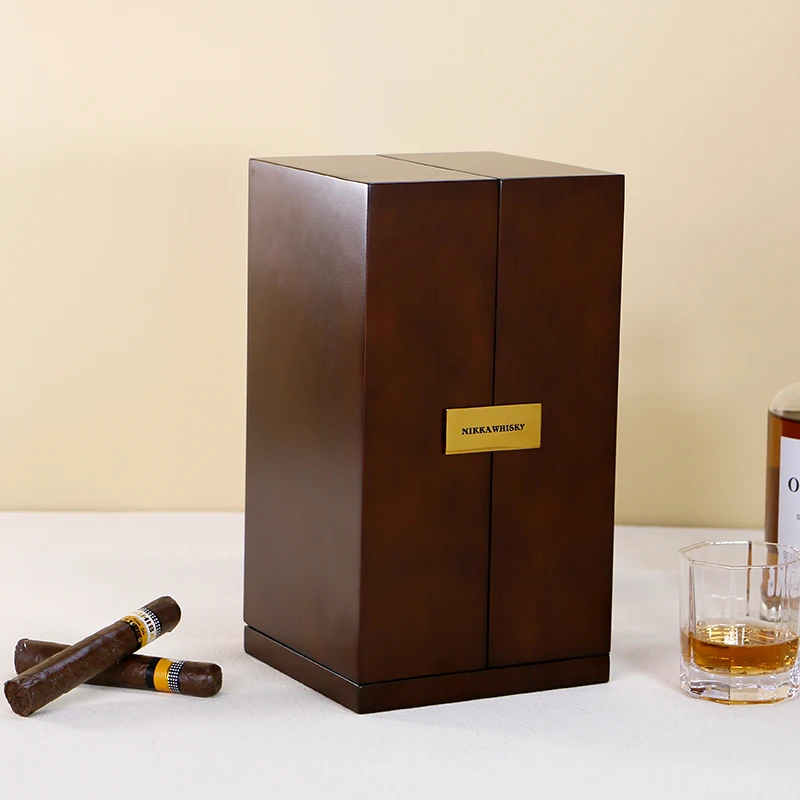 

Luxury Custom Wine Box Handmade Matte Paint Packaging Gift Box for Whisky Champagne Red Wine case