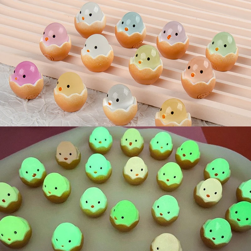 1/5/10PCS Mini Fluorescent Yellow Duck/Rabbit  Ornament Figures Tiny Resin Handicraft Micro Landscape Dollhouse Decoration