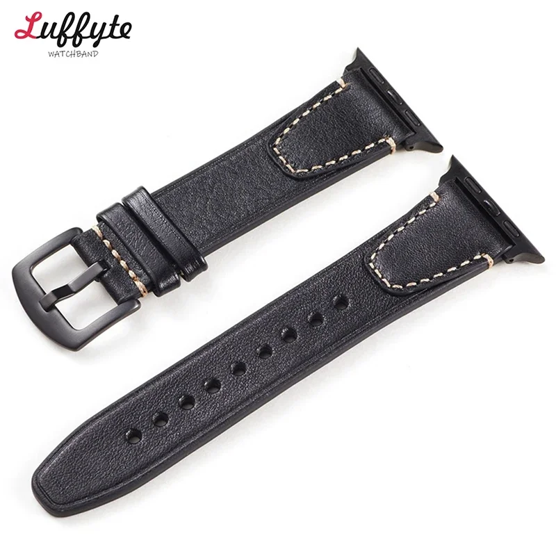 Ремешок кожаный для Apple Watch Ultra, мужской браслет для IWatch Se 6 5 4 Series 9 8 7 Ultra 2, 49 мм 45 мм 42 44 мм
