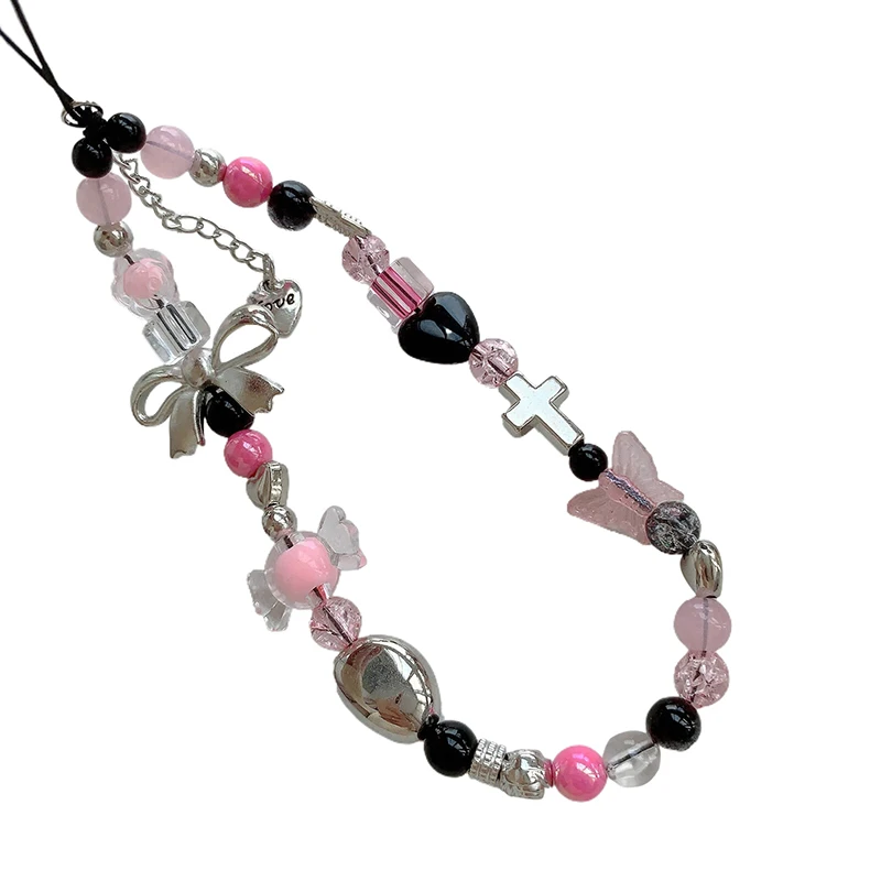 الهاتف المحمول سلسلة معلقة نمط حلو ورائع مطرز حالة الهاتف المحمول الحبل المفاتيح سلسلة معلقة مناسبة آيفون