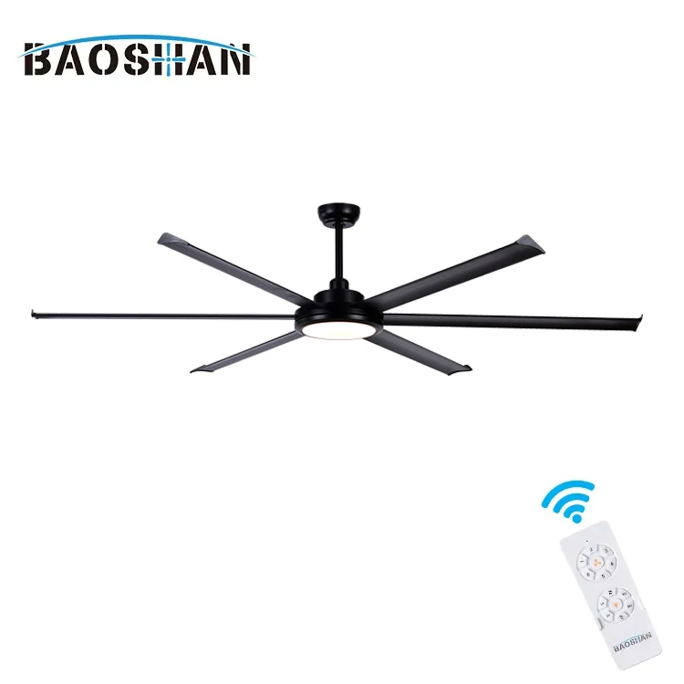 Good Quality High Wind Speed Fan Lamp Indoor Factory Warehouse DC Motor Aluminum 6 Blade Remote Contrnl Led Ceiling Fan Light