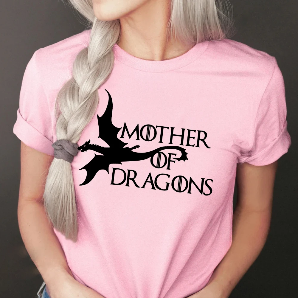 Mother of Dragon Women T-Shirts Funny Graphic Women's Tees Family Dragons Shirts O-neck Short Sleeve Casual T-shirt Mother's Day