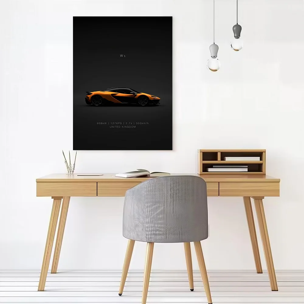 Supercar W1 Orange - Specs Canvas Poster Wall Art Customizable High Quality Printed Picture for Decor Living Room Decorations