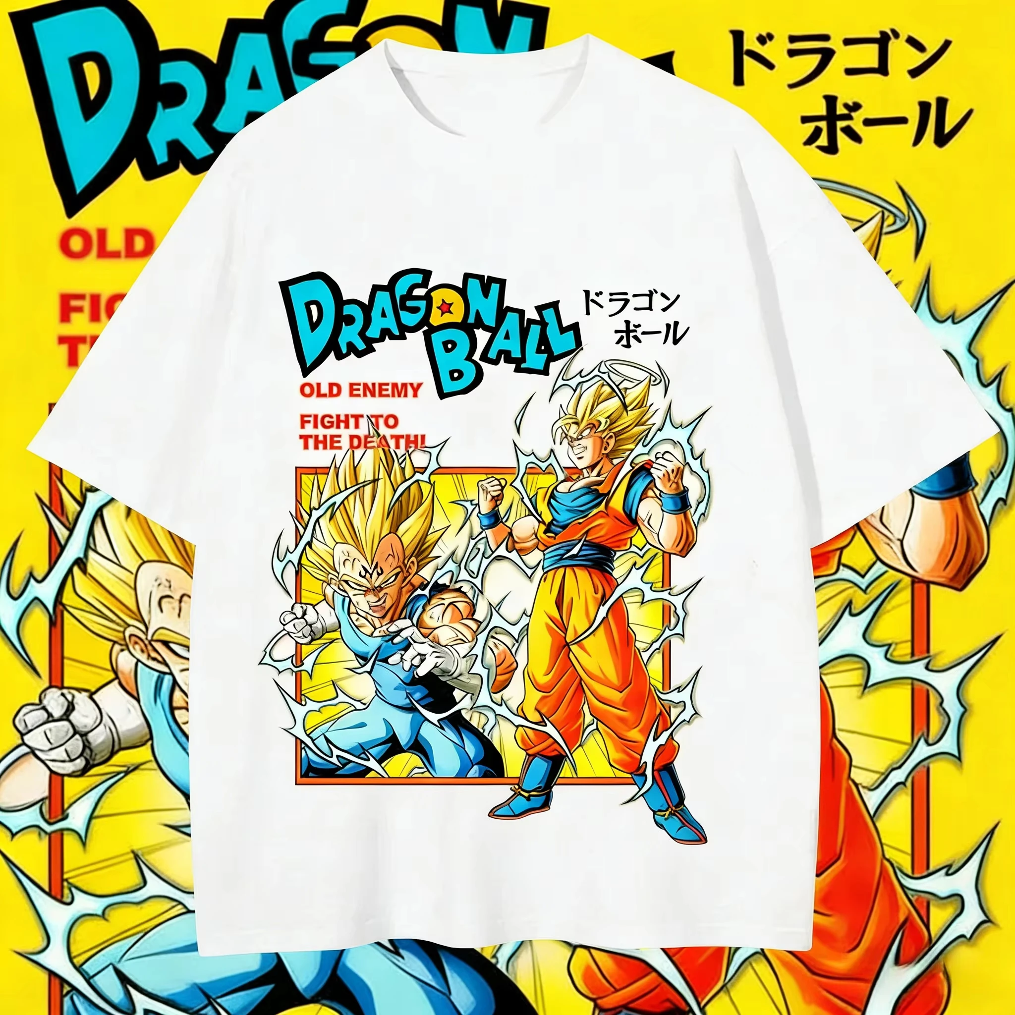 

Новая летняя футболка 2026 года с принтом аниме Dragon Ball к 40-летию, Сон Гоку, из чистого хлопка, больших размеров, повседневная уличная одежда унисекс в стиле Y2K