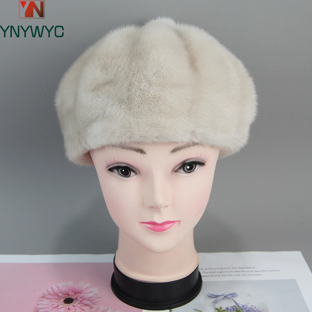 

New Korean Fashion Outdoor Warm Women's Hat Winter Women's New Full Mink Mink Soft Beret Pumpkin Hat Fur Bud Hat