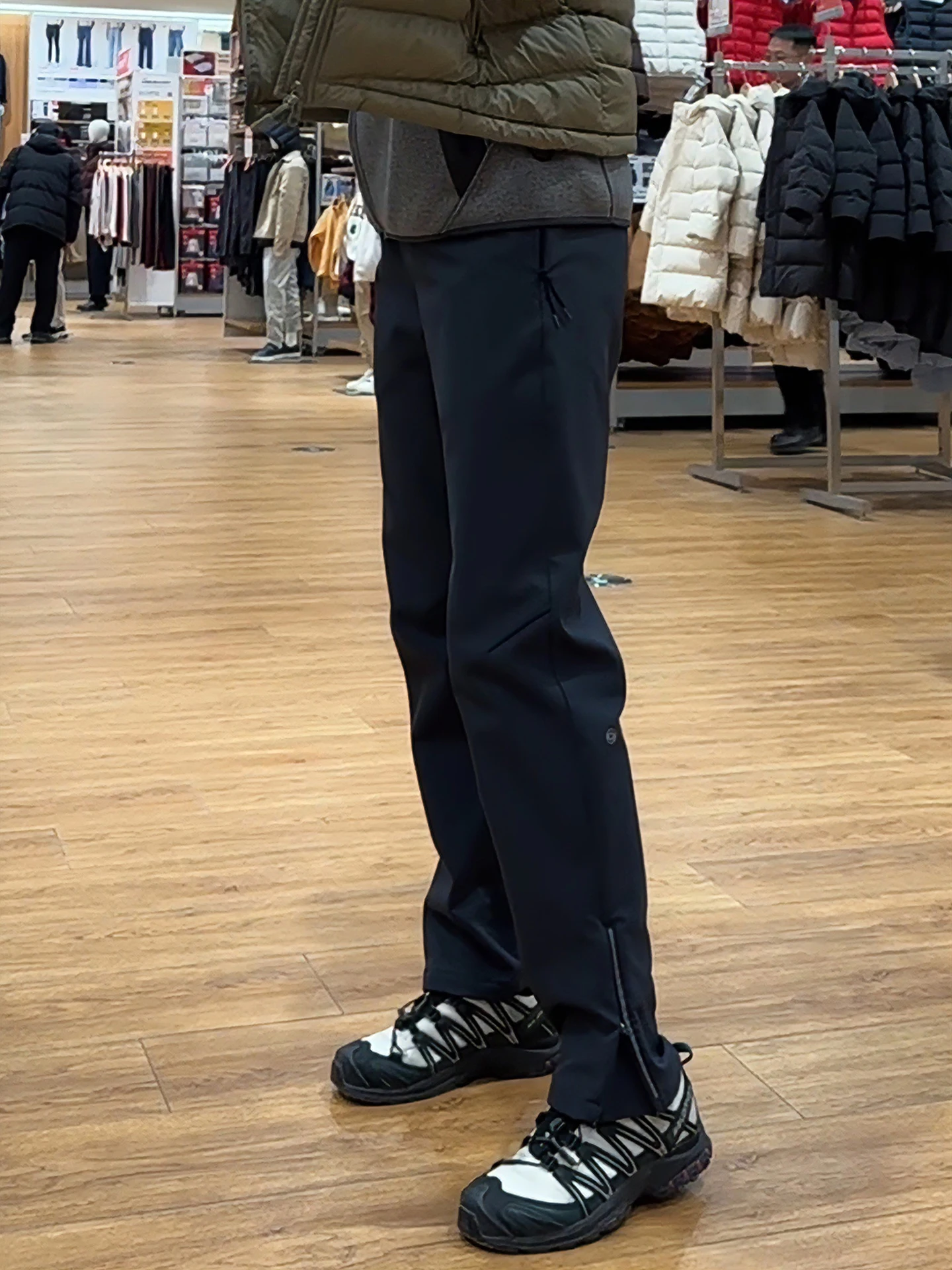 

American Sle Fce Lined Winter Outdoor Hiking Trousers Men Women Side Zip Soft ell Flared Workwear Casual Straight Leg ...