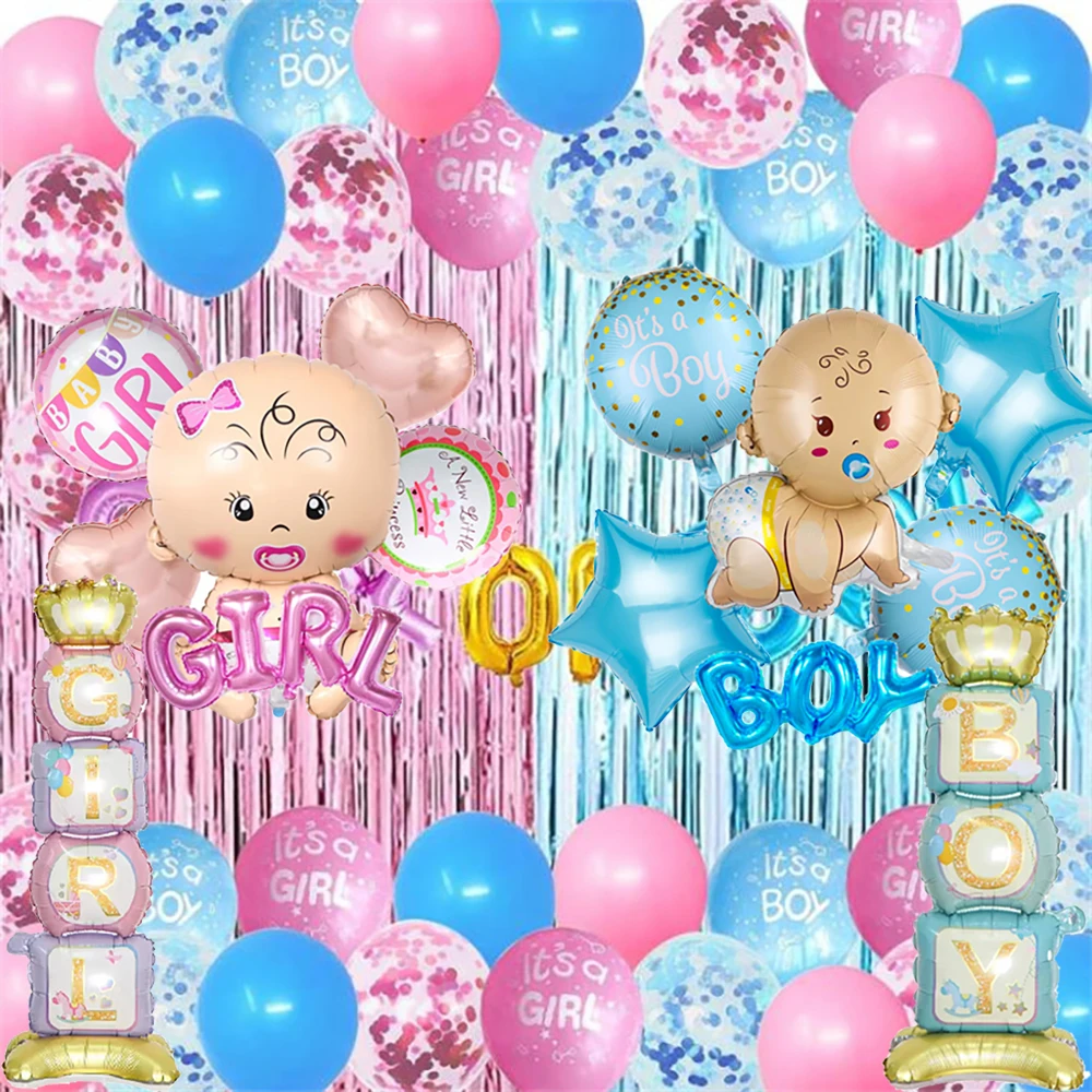 Baby party blau rosa 4d Bär Blase Helium Luftballons Junge Mädchen Kinder 1. Geburtstags feier Ballon Geschlecht offenbaren Dekoration Lieferungen