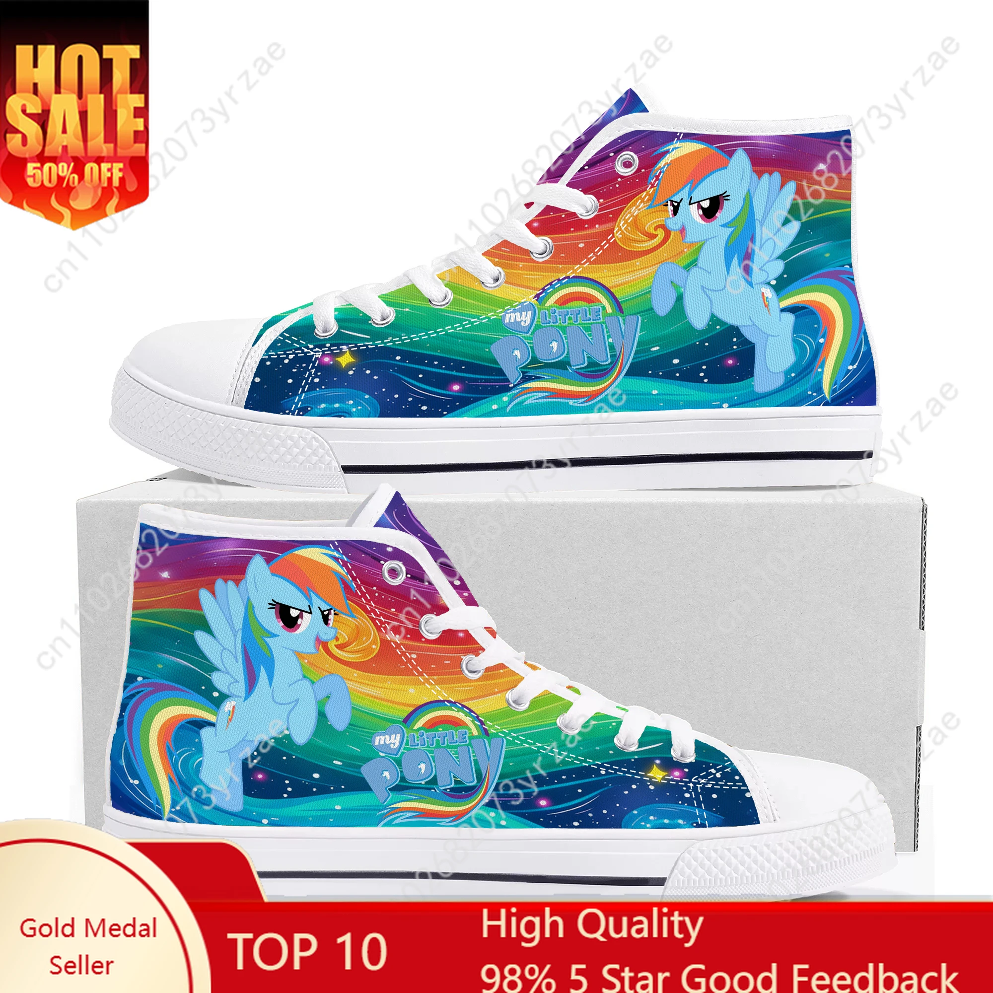 

Rainbow Dash High Top Shoes Man Woman Blue Sneakers My Little Pony Friendship Is Magic Fashion Custom Shoe Cosplay Footwear