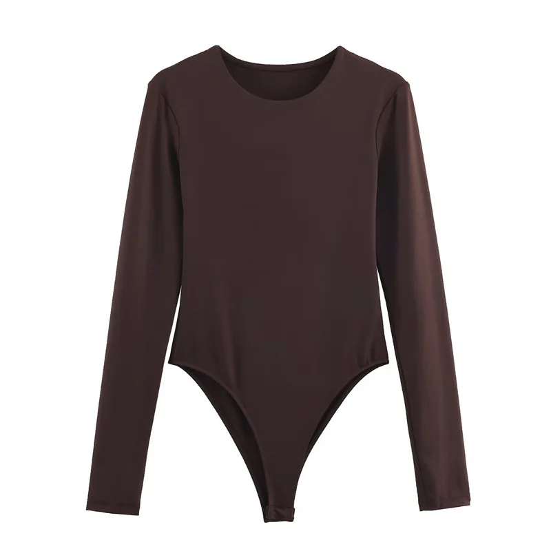 Tutina semplice a maniche lunghe con collo rotondo e sottile stile puro desiderio