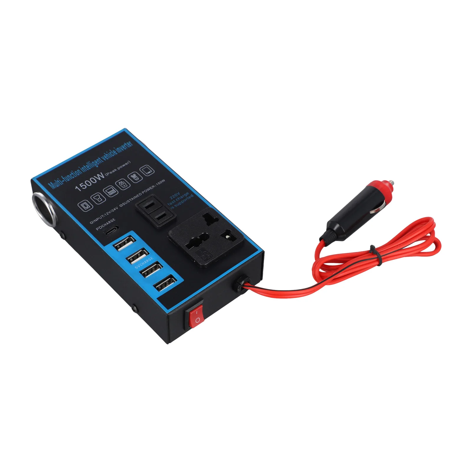 

Преобразователь постоянного тока в переменный, USB-разъем для зарядки, блок питания для путешествий, 380 Вт, 4 USB-порта, функция быстрой зарядки